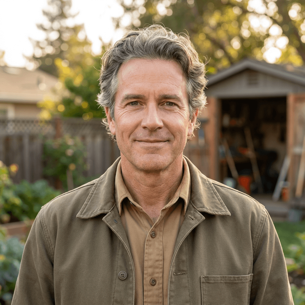 James Whitfield, male homeowner in his early 50s, White, practical friendly appearance suitable for residential service